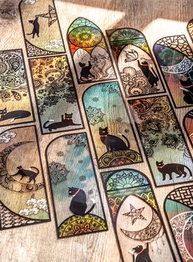 6 pcs/set Cute black cat daily series Bookmark PVC Matte Rea