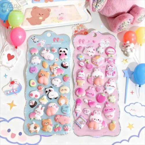 3D Cute Bunny Peach Sticker Kawaii Animals Stickers - Squish