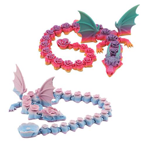 3D printed matte gradient rose, peach blossom dragon, joint