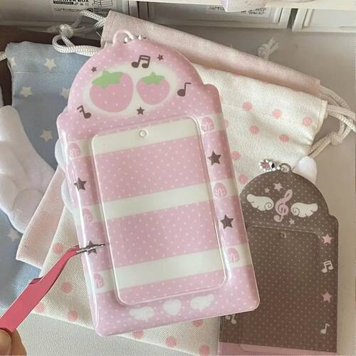 2025 Sweet Cute Photocard Holder Pendant Pink Strawberry 3 I