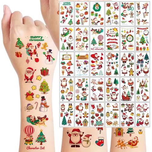 30pcs Waterproof Temporary Tattoos  Christmas Santa Claus Sn