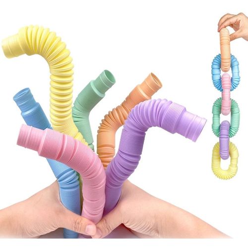 6/12PCS Pop Tubes Sensory Toys Diameter 1.9cm Macaroon Teles
