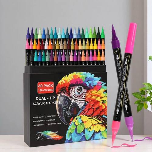 24/48/72/96/120 Colors Acrylic Paint Markers Set – Dual-Tip