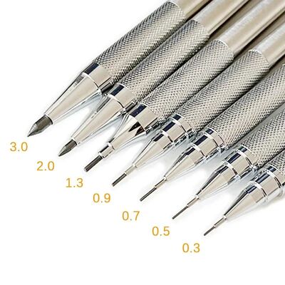 0.3 0.5 0.7 0.9 1.3 2.0mm Mechanical Pencil Set Full Metal A