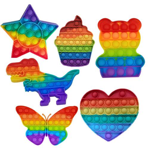 Rainbow Fidget Reliver Stress Toys Push Bubble Antistress To