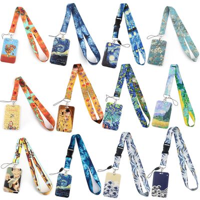 Oil Painting The Starry Night Lanyard Sunflowers Neck Straps