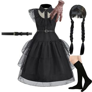 Girl Wednesday Costume Kids Addams Cosplay Black Princess Dr