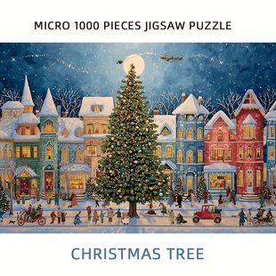 Winter Street Scene 1000pcs Giant Puzzle with Christmas