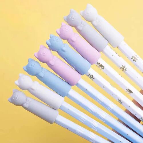 cartoon kitten pencil cap cute eraser pencil extender pencil