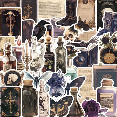 50pcs Dark Aesthetic Diary Stickers Graffiti Horrible Decals