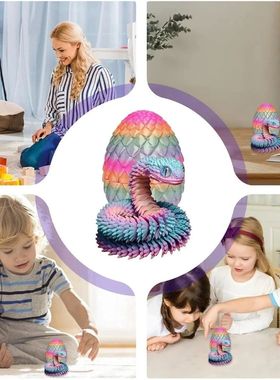 Size 3d Animals Printed Toys Dragon Snake with Egg in Fidget