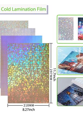10 Sheets Waterproof Cold Laminating Film A4 Hologram Star D