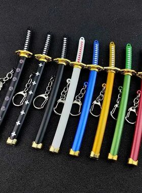 Mini Roronoa Zoro Samurai Sword Keychain Anime Plastics Scab