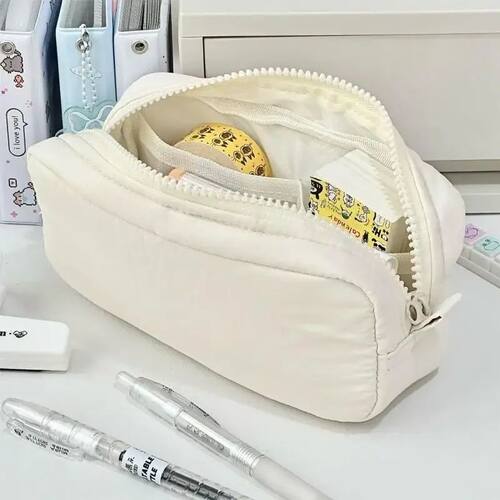 Simple Solid Color Square Pencil Case Large Capacity Classif
