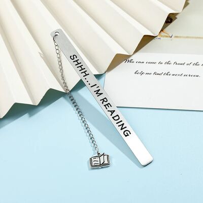 Stainless steel text bookmark with pendant, exquisite and si