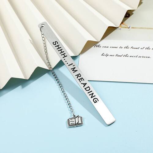 Stainless steel text bookmark with pendant, exquisite and si