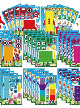 Puzzle 16Pcs Make a face Sticker DIY Sheets Parent-Child Gam