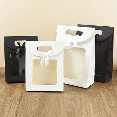 10/20pcs Black White Gift Box with Clear Window Wedding Favo