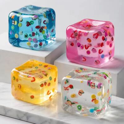 Fruit Ice Cubes Sugar Cubes Squeeze Toy Slow Rebound Transpa