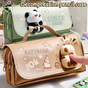 Portable Stationery Storage Pouch 3-layer Large Capacity Pen