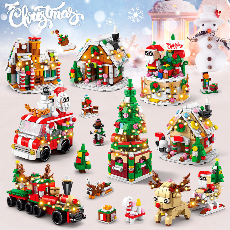 Christmas Tree Building Blocks Scene Small Particles Assembl