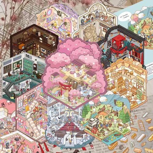3D Cartoon DIY Landscape Stickers Miniature Landscape Scene