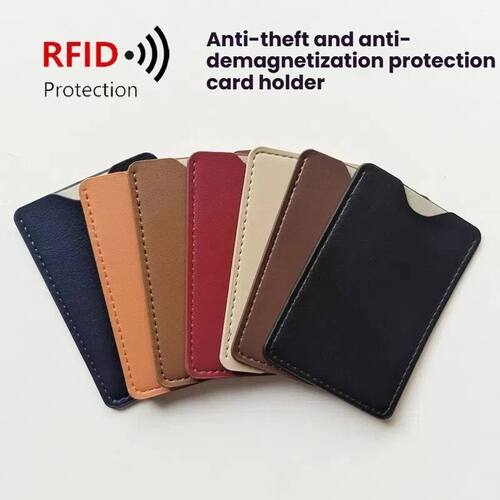 Men Women PU Leather Classic RFID Blocking Credit Card Holde