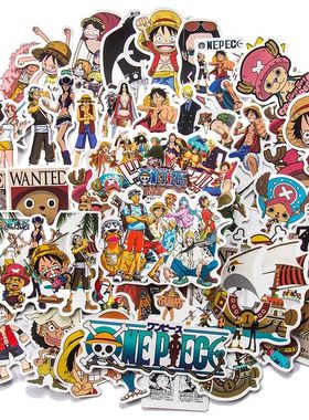 50/100Pcs Anime One Piece Figure Luffy Toy Sticker Notebook