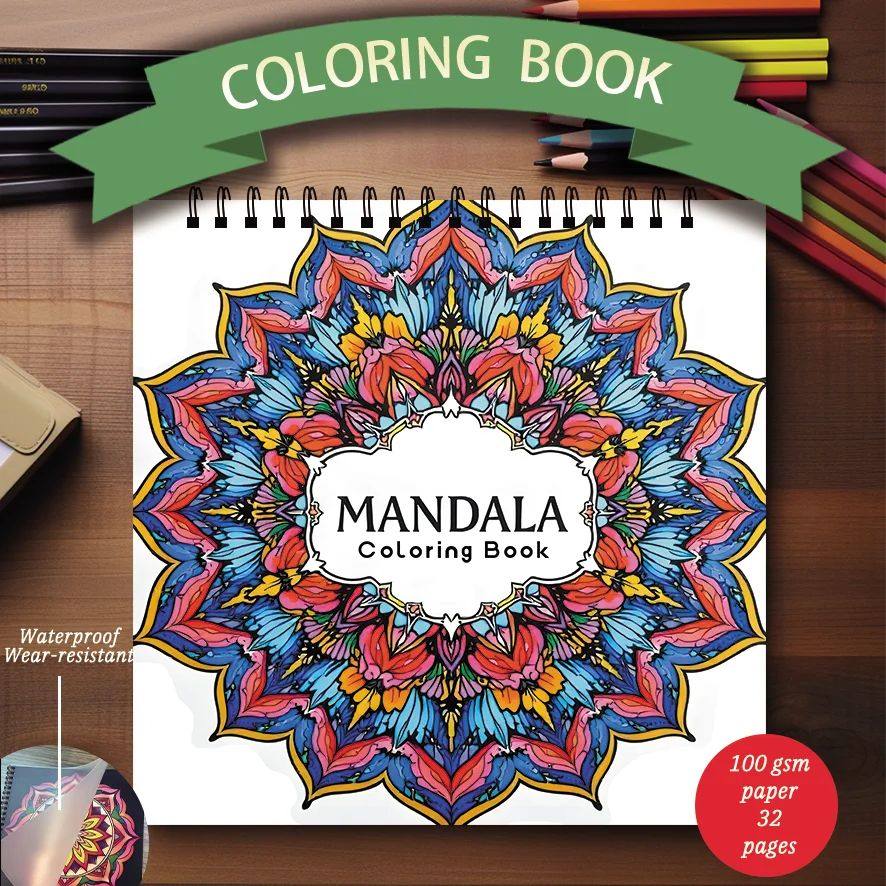 Coloring Book - 7.87x 7.87 inches 32 pages mandala coloring