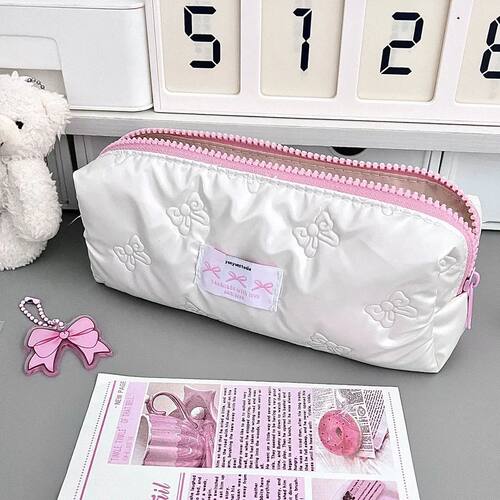 1pcs Creative Pink Bow Pencil Case Large Capacity Storage Pe