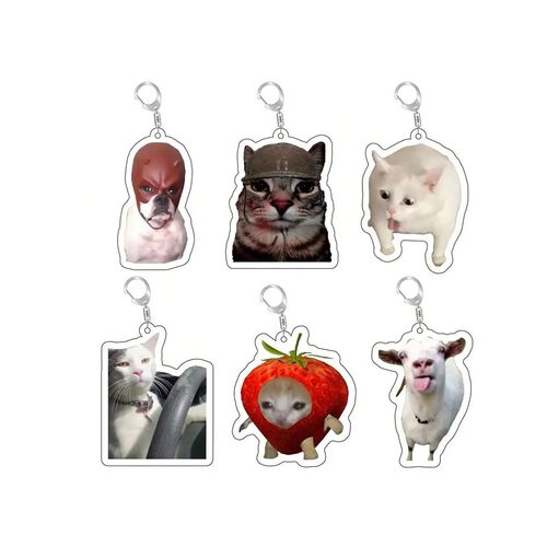 Key Chain Mobile Phone Charm Car Pendant Cute Cat Vomit Meme