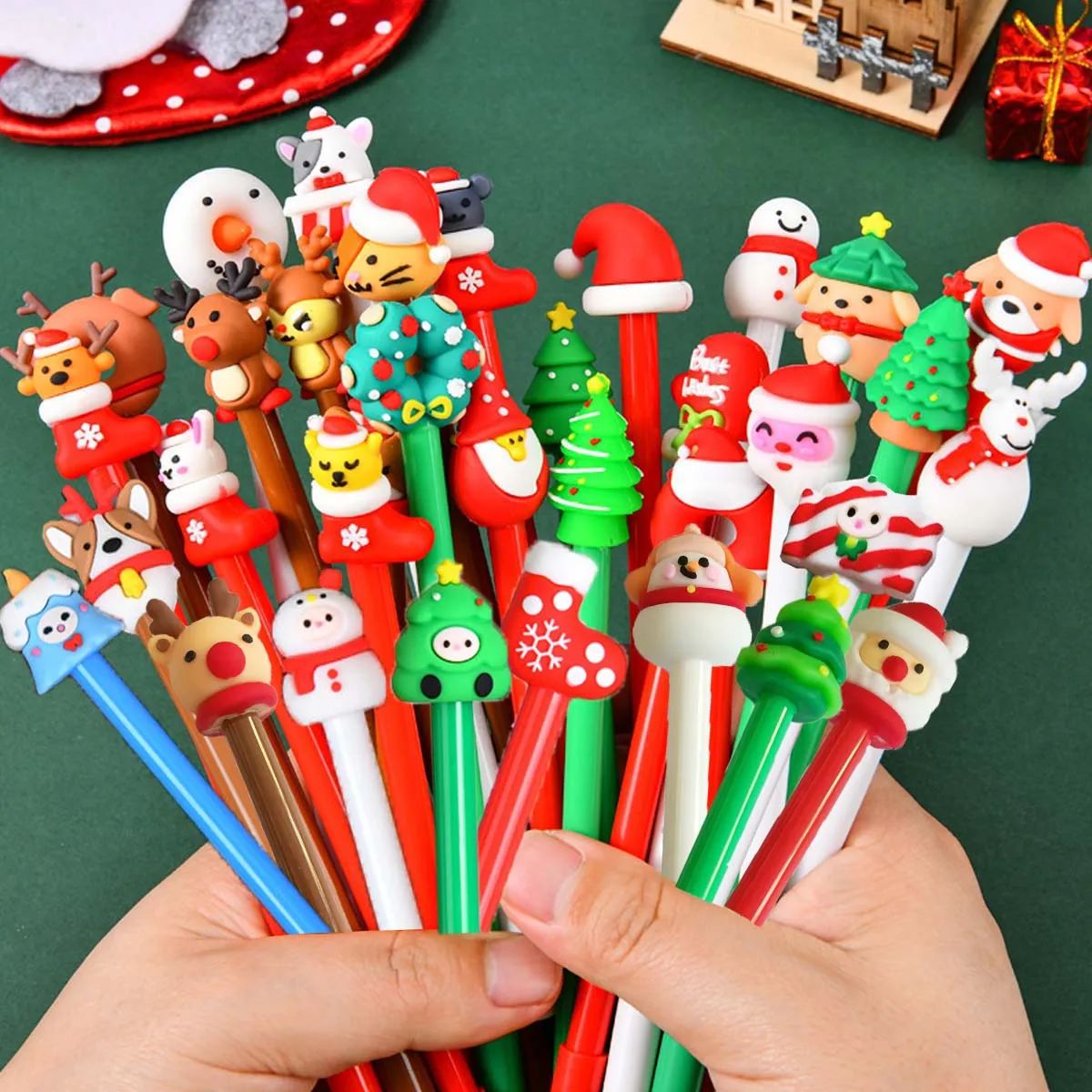 5/10Pcs/Set Christmas Gel Pens - Cute Cartoon Santa Claus, R
