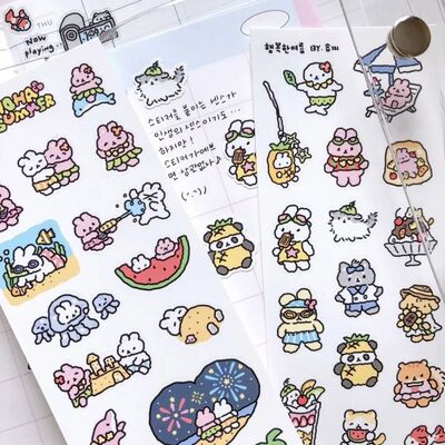 Cartoon Stickers Cute Graffiti Style Rabbit Stickers Kawaii