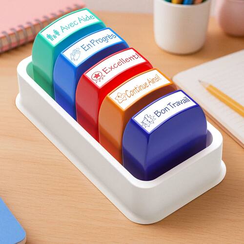 Five sets of color French teacher's comment seals and automa