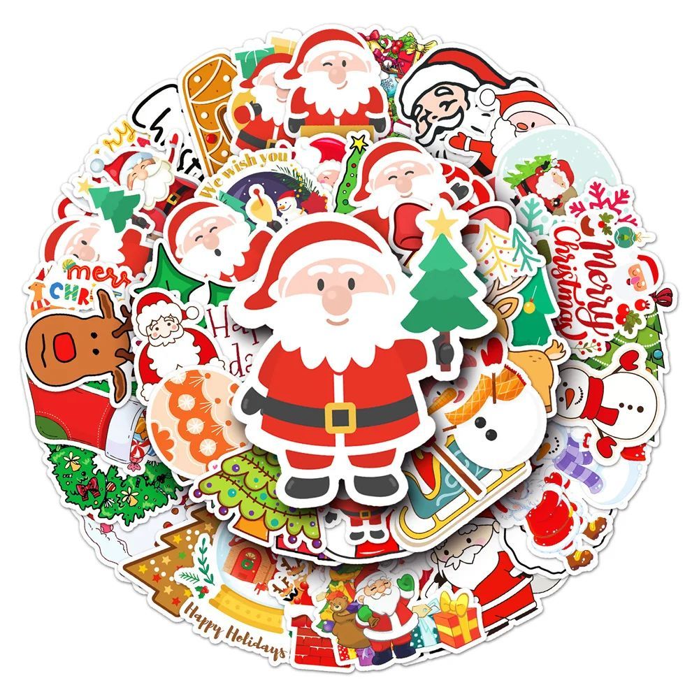 Cartoon Christmas Santa Claus Stickers, Scrapbook Craft Supp