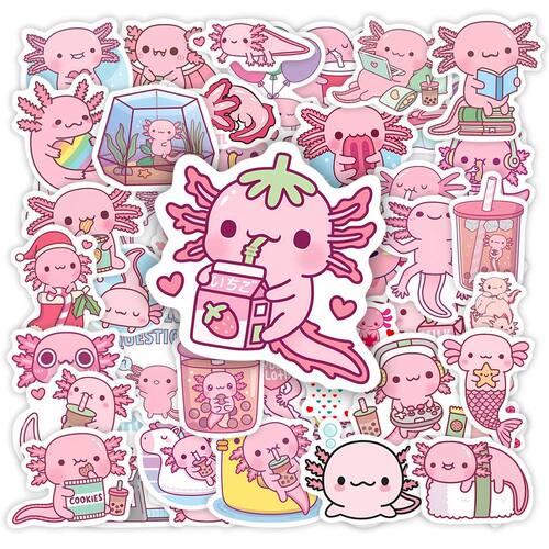 Kawaii Cartoon Axolotl Stickers Cute Animal Kids DIY Toy Gif