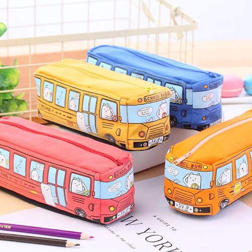 Creative large capacity bus pencil case pencil case cartoon