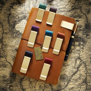 Leather Pen Holder Clip for Traveler Notebook Journals, Bras