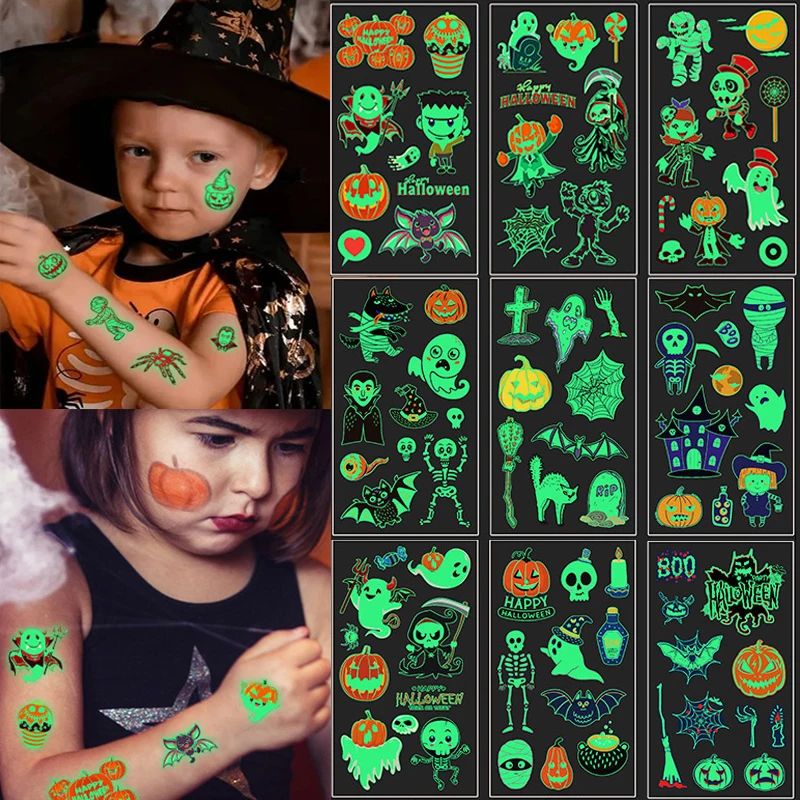 Halloween Luminous Temporary Tattoos Pumpkin Ghost Waterproo