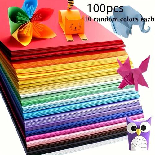 100pcs Vibrant Square Origami Paper - Colorful Handcrafted S