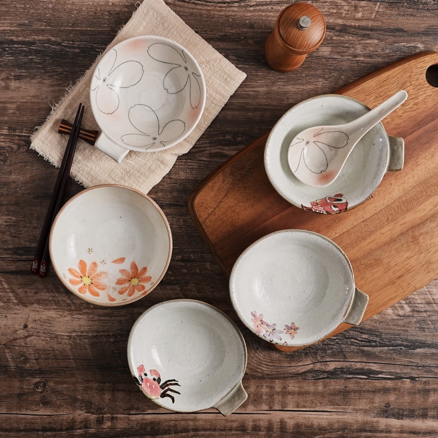 日本原装进口SUZUKI万古烧陶瓷火锅碗家用小碗釉下彩餐具复把手古