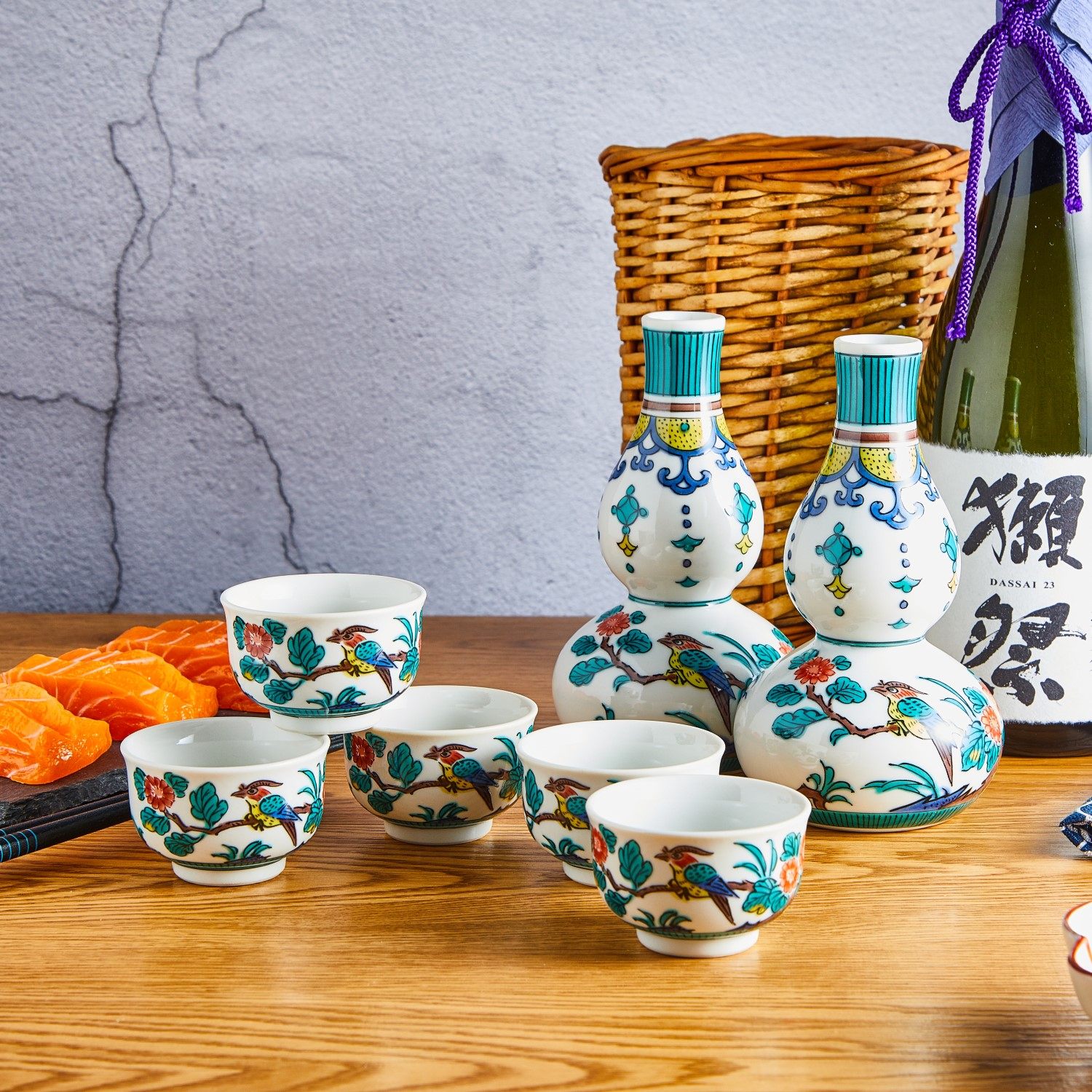 日本原装进口九谷烧日式陶瓷酒具礼盒花鸟图案酒壶酒杯套装,餐饮具,酒具礼盒,淘宝优惠券,粉丝福利购,淘宝优惠卷