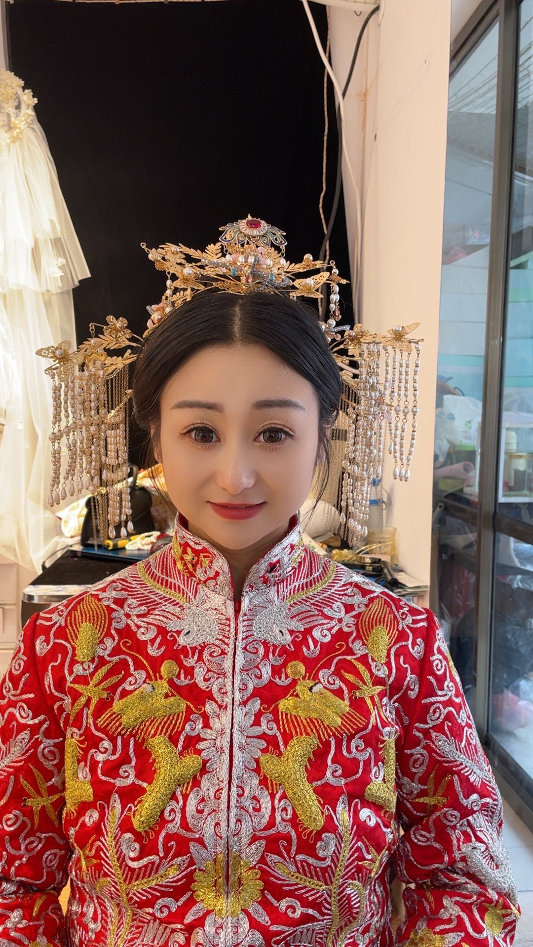 中式大气新娘凤冠金色古装发饰结婚宫廷秀禾服头饰配饰套装