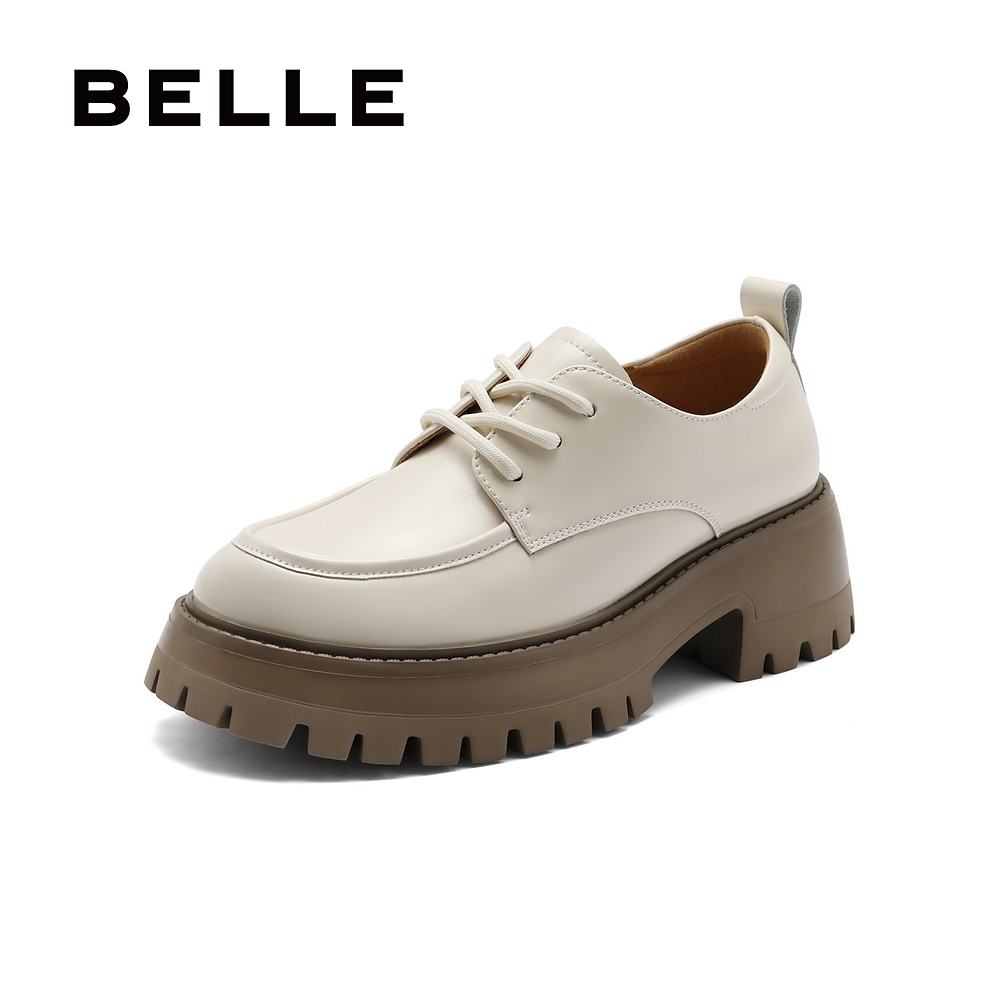 百丽质感牛津鞋女2023春新英伦风粗跟增高单鞋B1735AM3