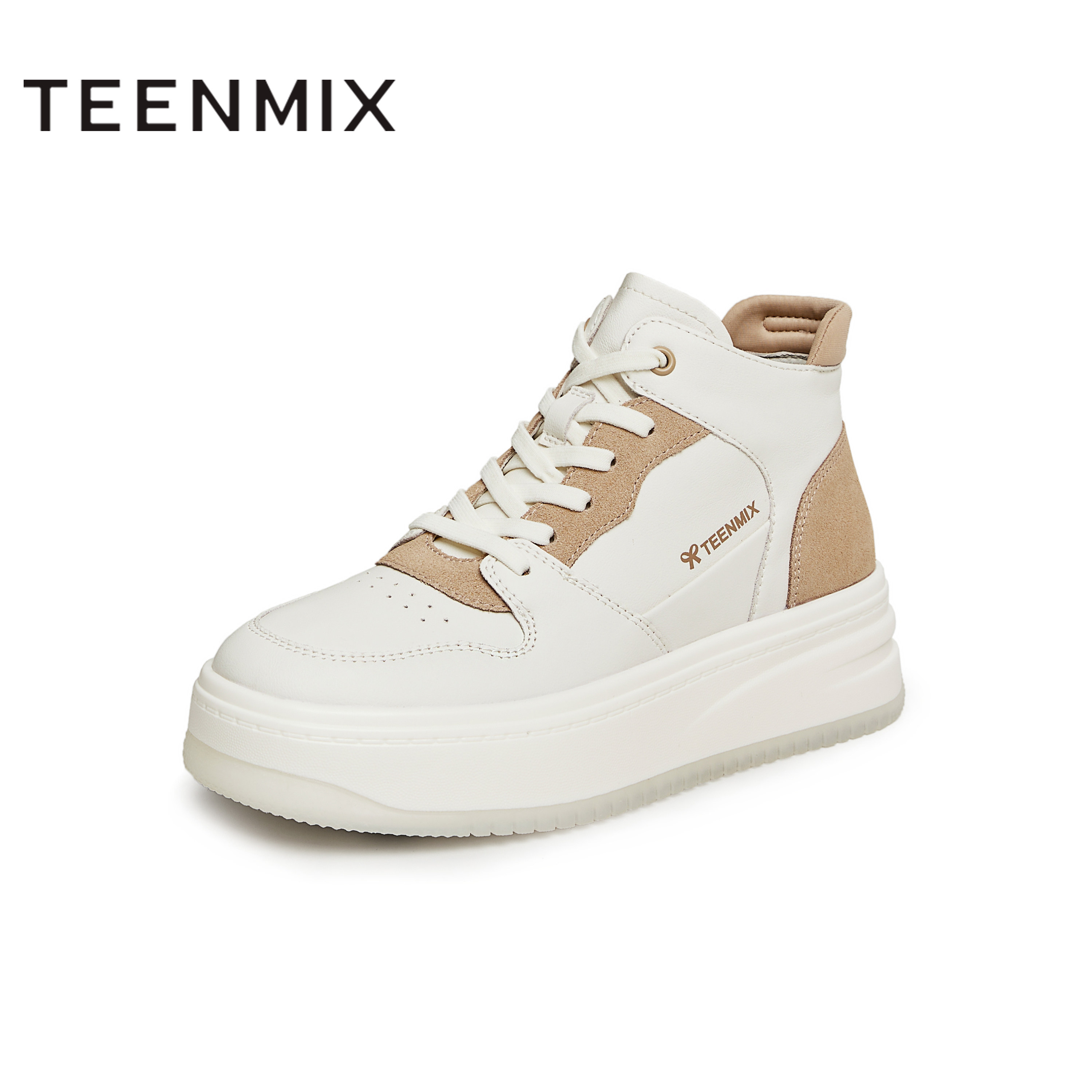 天美意百搭厚底小白鞋高帮板鞋女休闲短靴子20冬季新款cnw40dd3