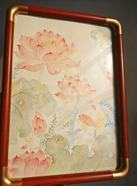 高端定制－手绘国画相框摆台办公室装饰画新中式国风摆件喜庆挂画