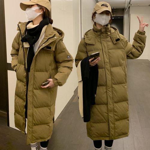 实拍 羽绒服女冬季中长款过膝韩版宽松学院风加厚ins休闲棉衣棉服