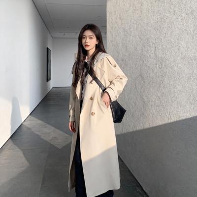 卡其色双排扣风衣女长款过膝英伦风外套春秋百搭宽松显瘦气质大衣