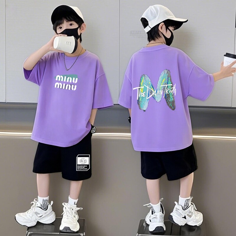 儿童短袖短裤套装中小童夏季宝宝薄款纯棉内衣男童圆领T恤透气