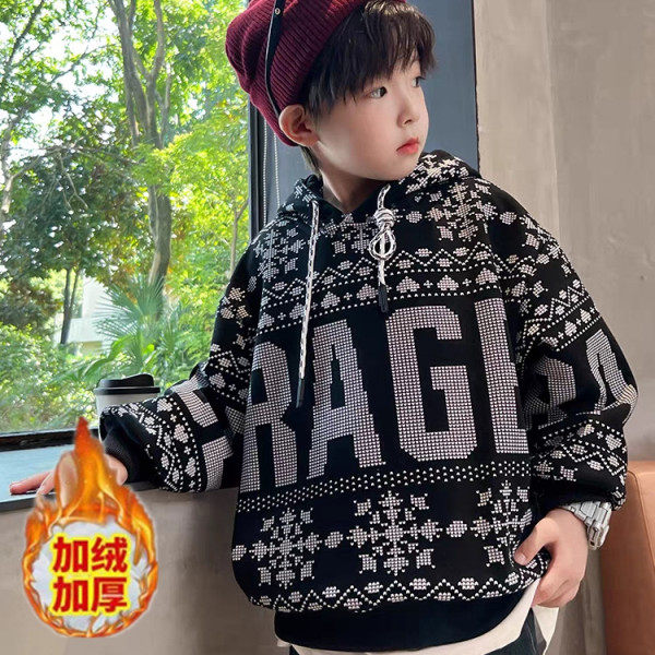 男童连帽卫衣春秋薄款打底衫扎染渐变色上衣炸街秋装中大童韩系潮